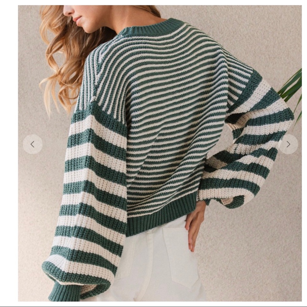 Cozy Perfect Striped Boho Cable Sweater - Picture 4 of 8